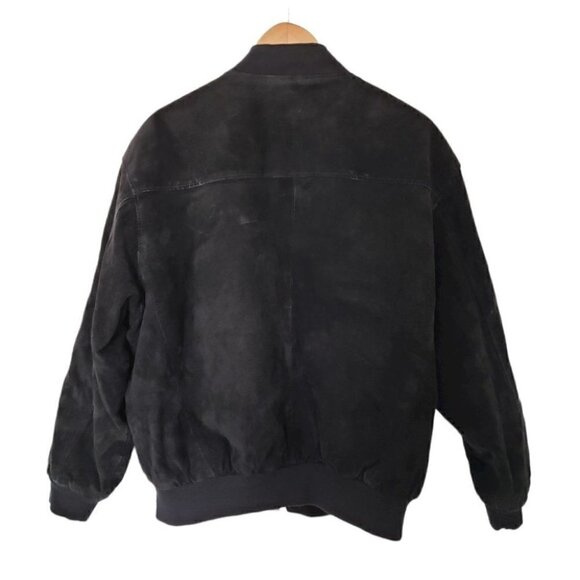BOEING black suede aviator bomber jacket men's size L - Picture 2 of 15